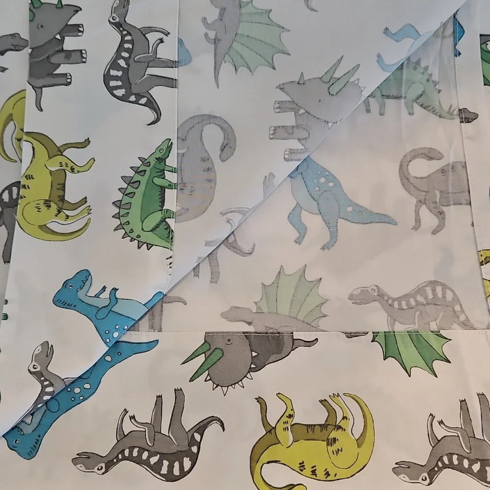 Pottery Barn Kids Dinosaur Multicolor Cotton Twin Flat Sheet